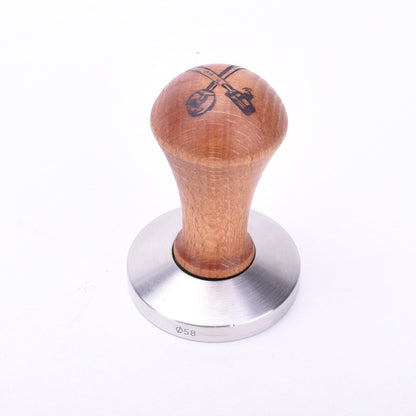 espresso tamper handle wood as barista tool for pressing coffee grounds