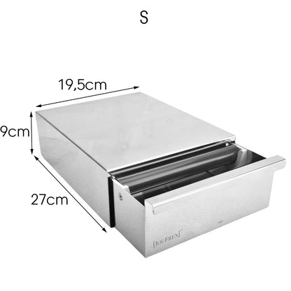 polished stainless steel brewing drawers