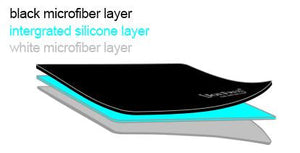 3 Layers: microfiber layer, silicone layer, white layer