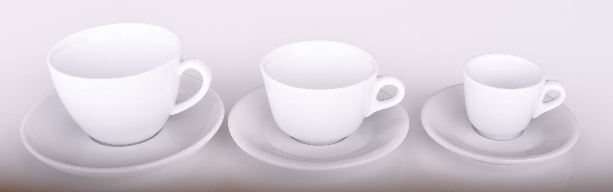 ESPRESSO PARTS Porcelain, Cappuccino Cups w/Saucers, Café Style (6oz)  (Black)