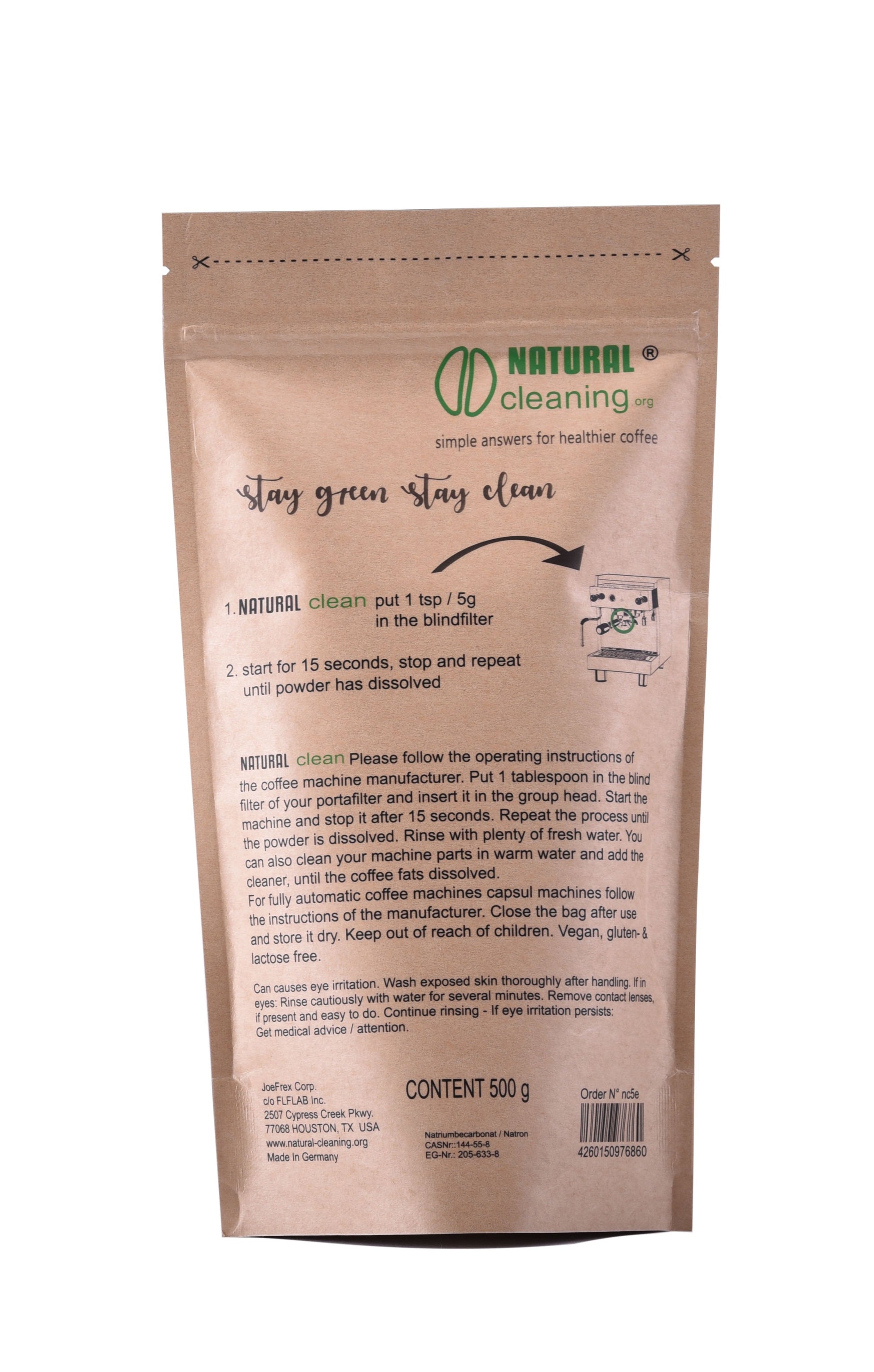 Natural cleaner for your espresso machine