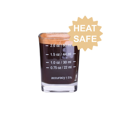 espresso shot glass made out of heat safe glass. suitable for hot espresso. perfect barista equipment for barista