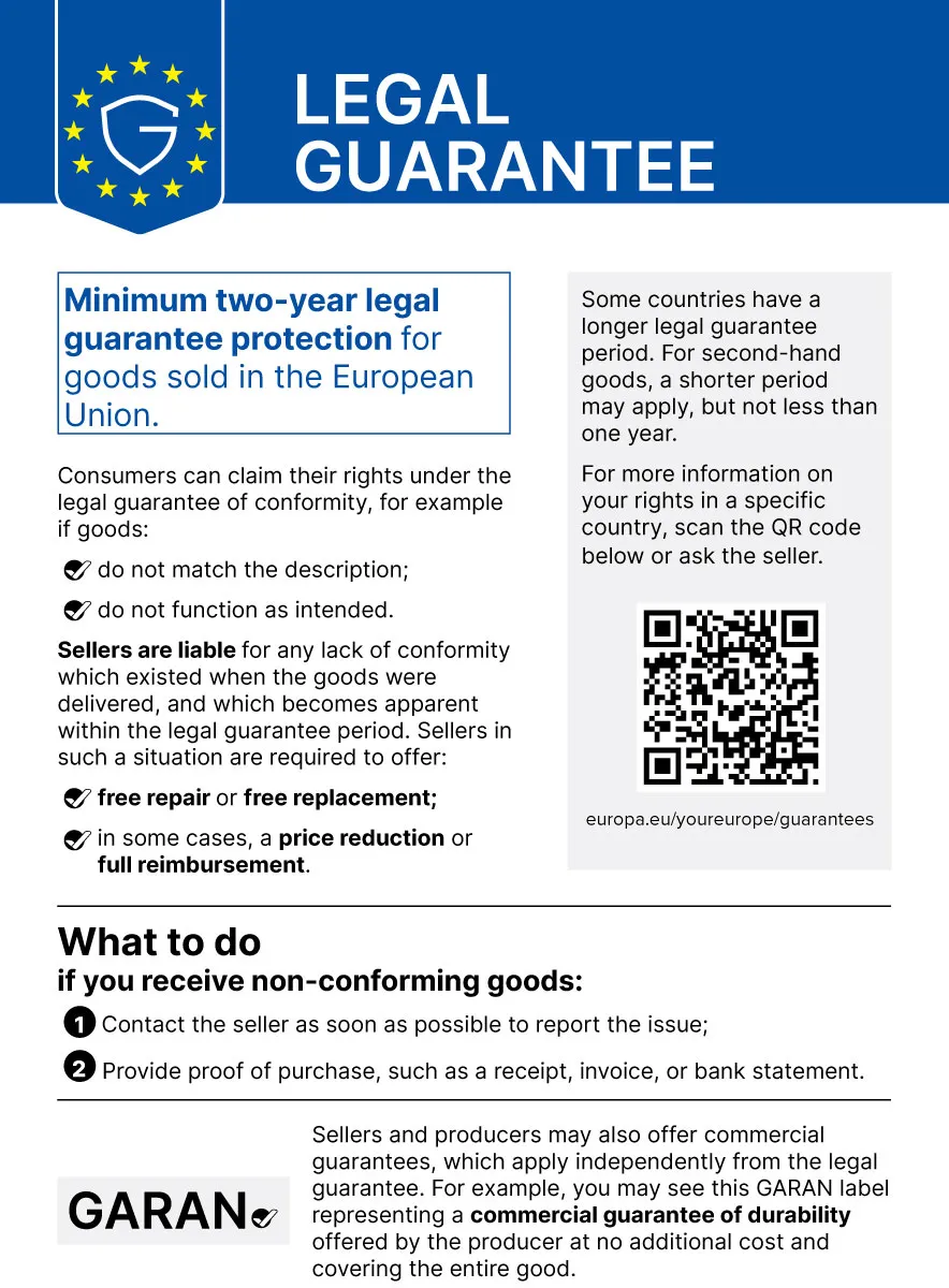 Harmonised EU notice on the legal guarantee of conformity