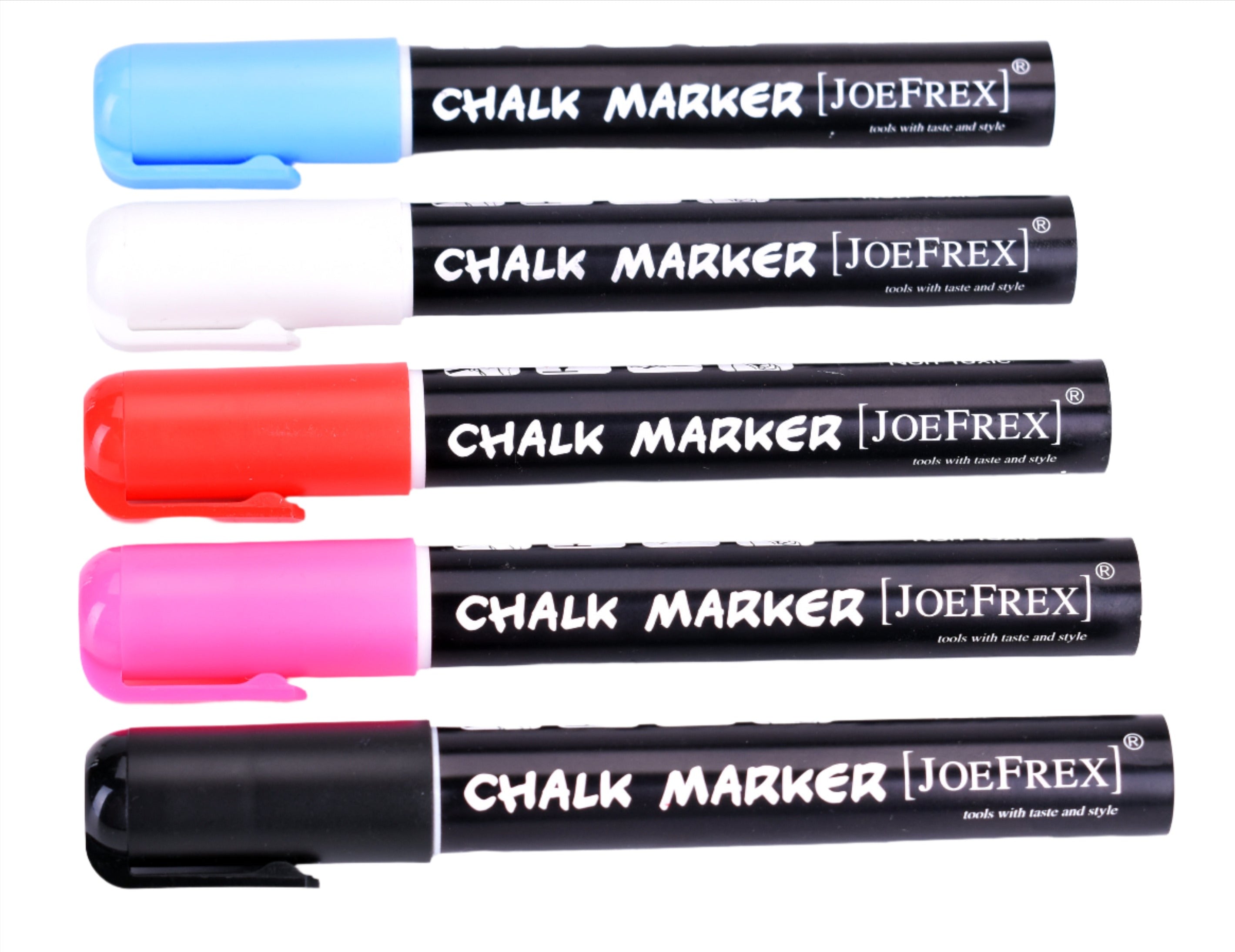 Set aus 4 Kreide Marker Schwarz  Rot Blau Pink